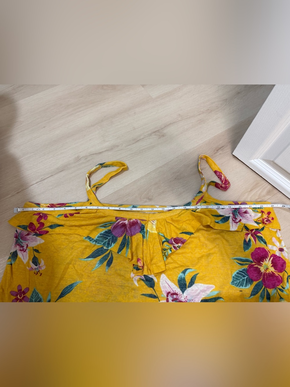 Floral Yellow Ruffle Strap Top - Picture 3 of 3